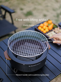 Black Dog Futan charcoal oven, unfolded with grill grate visible