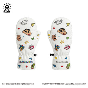 Gee Snowboards × Crayon Shin-chan Snow Mittens - White — official product image
