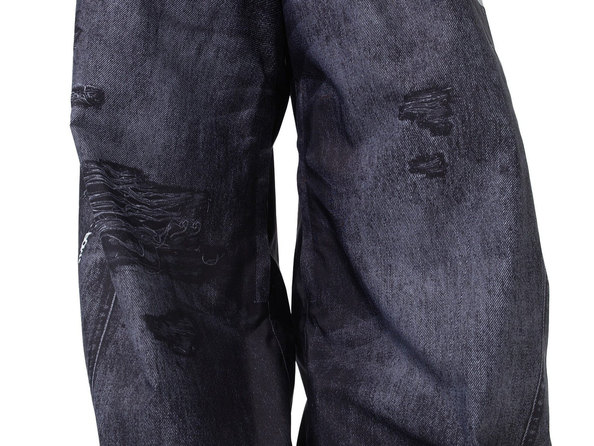 POMT denim-print snow pants
