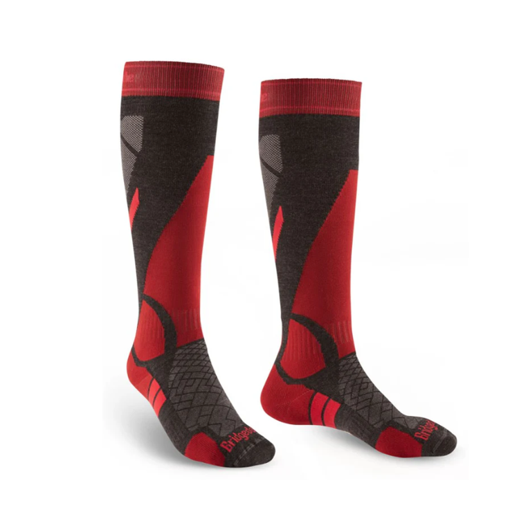 Bridgedale Black/Red Lightweight Men Merino Performance Ski Socks