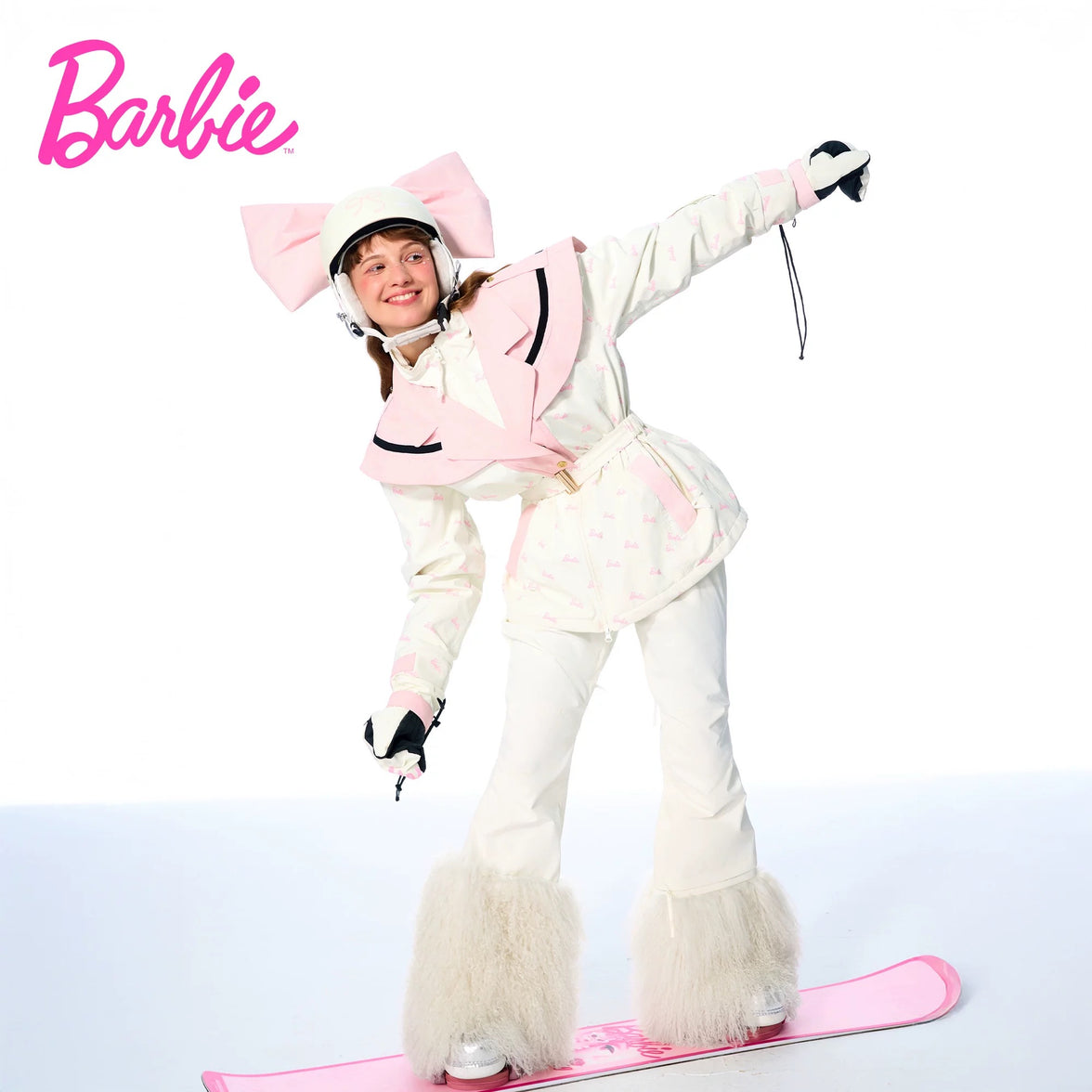 BCG Barbie Limited Edition Pink Heart Belted Ski Jacket