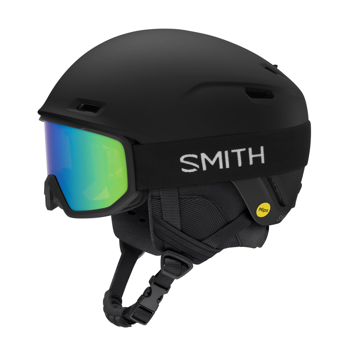 Smith Cache MIPS Ski & Snowboard Helmet in Matte Black — with-goggle (official Smith product image)