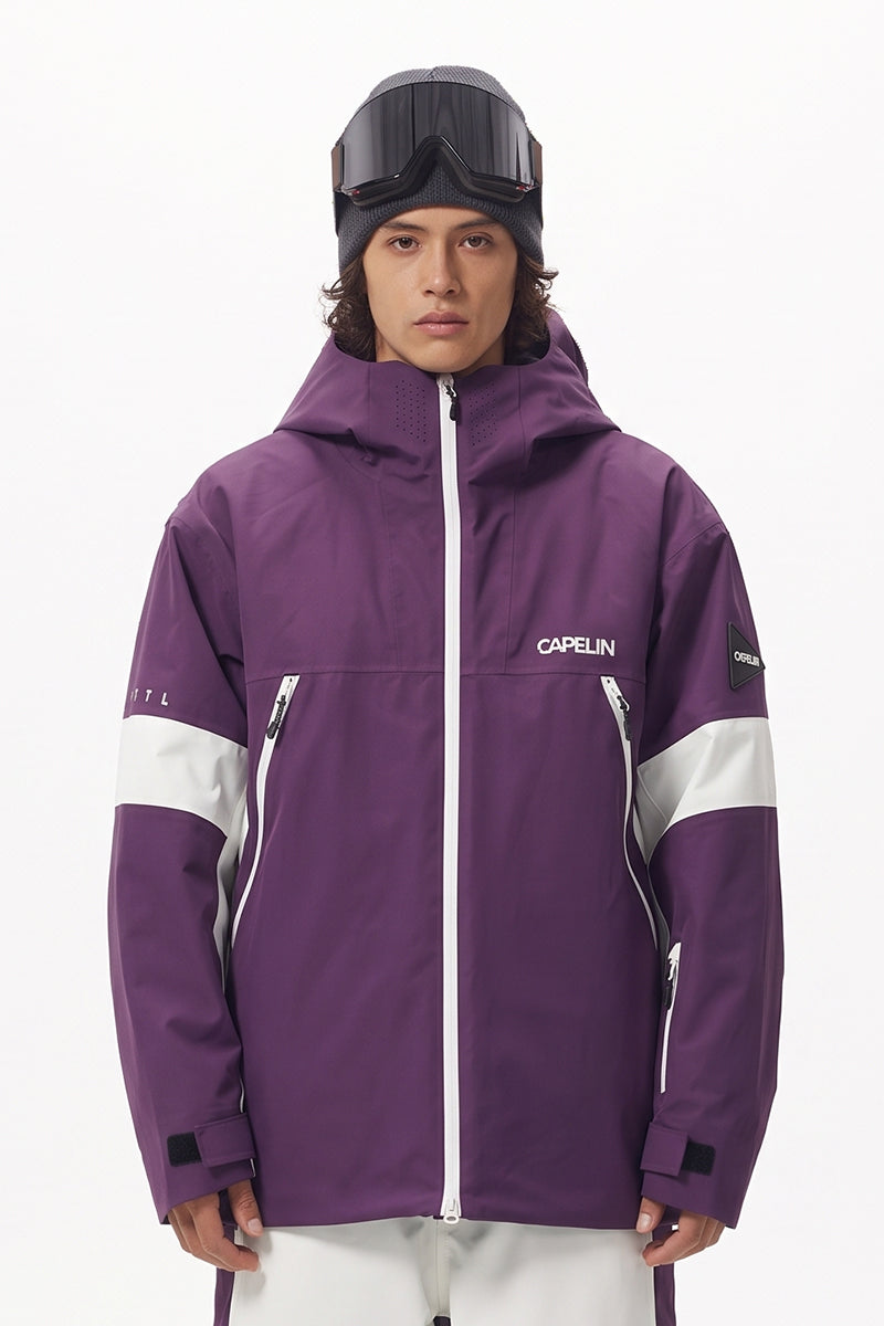Capelin Crew Talen 3L Insulated Snowboard Jacket - Unisex in Grape Purple + Mint White — Capelin Crew product image