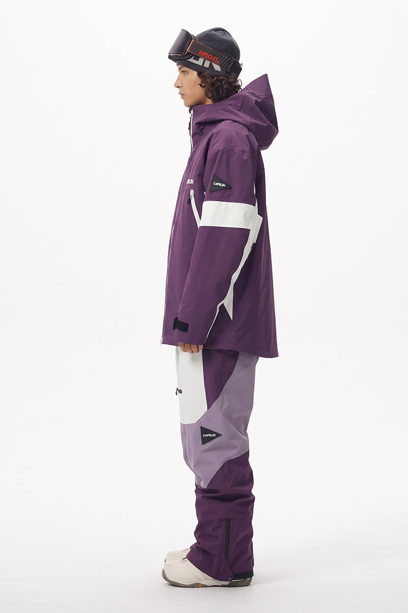 Capelin Crew Talen 3L Insulated Snowboard Jacket - Unisex in Grape Purple + Mint White — Capelin Crew product image
