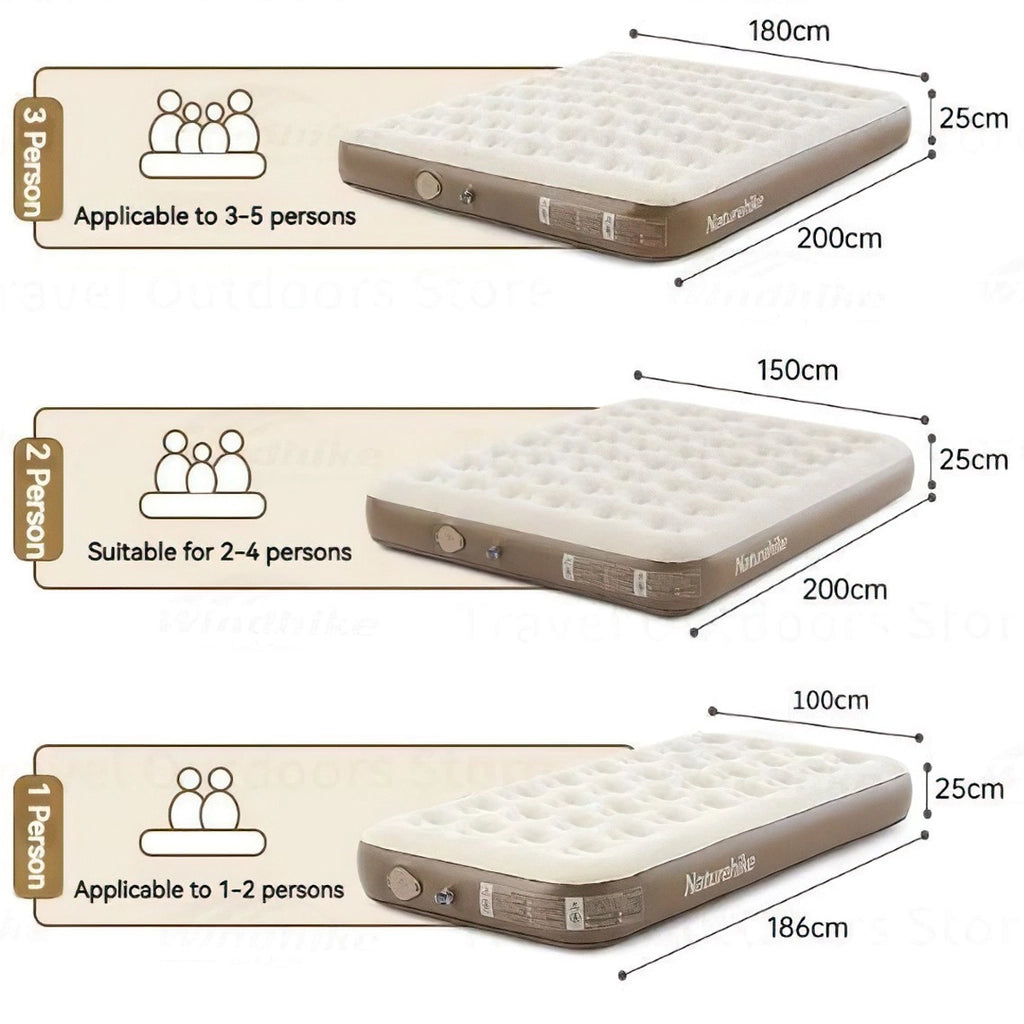 Matelas gonflable surélevé en PVC à pompe intégrée Naturehike (taille double)