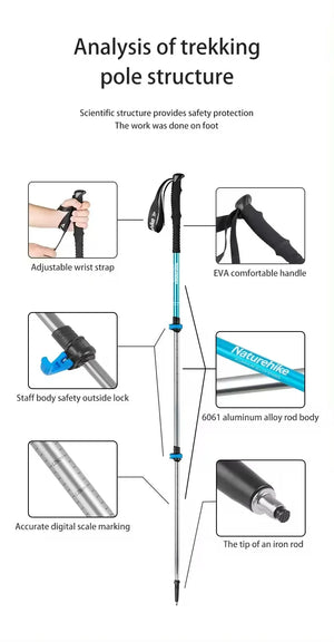 Naturehike Qing Xue Base Three-Section 6061 Aluminum Alloy Trekking Pole (2026)