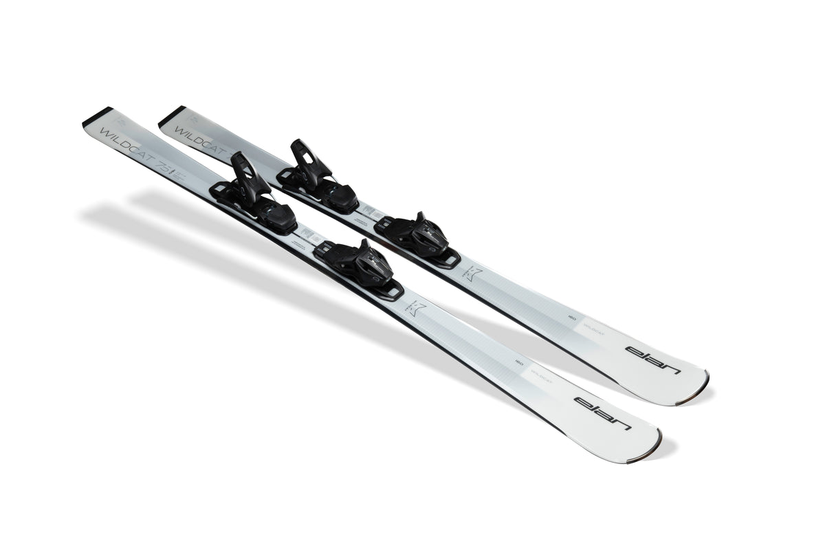 Elan Wildcat 75 White Skis + EL 9.0 GW Bindings - Women's - three-quarter view