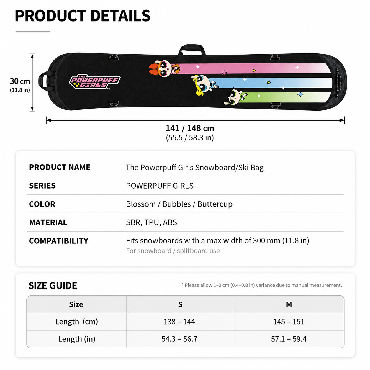 Gee Snowboards × The Powerpuff Girls Big Head Snowboard Sleeve
