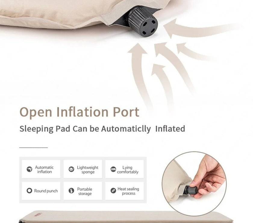 Naturehike Square Self Inflatable Sleeping Pad 3cm Double Beige