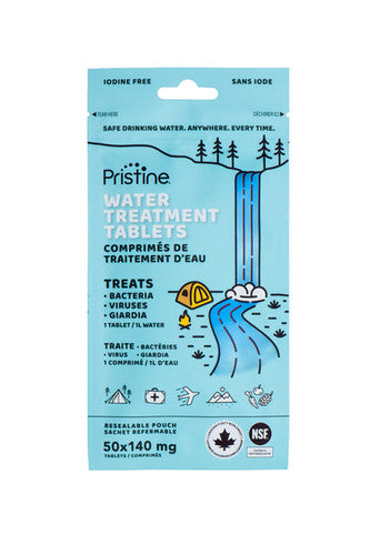 Pristine Water Treatment Tabs 8.5 mg pouch - treats 1 litre per tablet