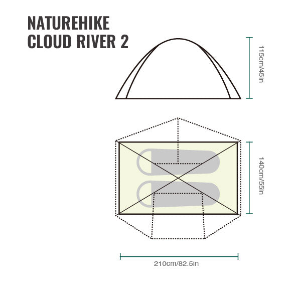 Naturehike Cloud River™ 2-Person Tent (2026) floor plan