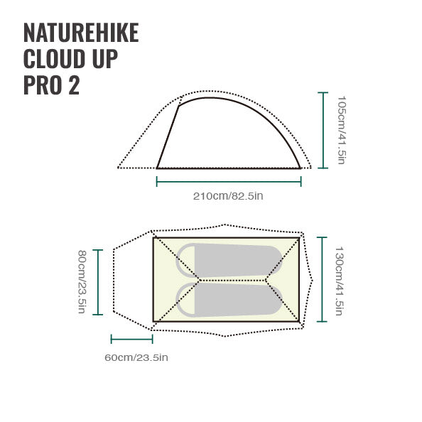 Naturehike Cloud Up™ Pro 2-Person Ultralight Backpacking Tent (2026) floor plan