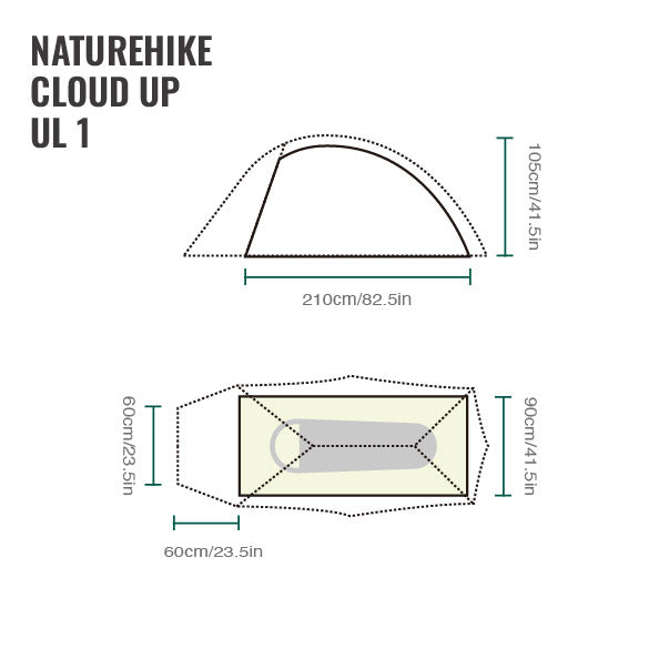 Naturehike Cloud Up™ UL 1-Person Ultralight Backpacking Tent (2026) floor plan