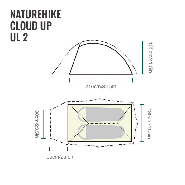 Naturehike Cloud Up™ UL 2-Person Ultralight Backpacking Tent (2026) floor plan
