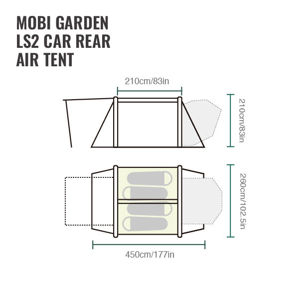 Mobi Garden LS2 Car Rear Air Tent (2026) floor plan