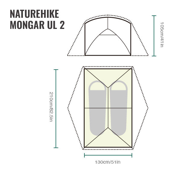 Naturehike Mongar™ UL 2-Person Ultralight Backpacking Tent (2026) floor plan
