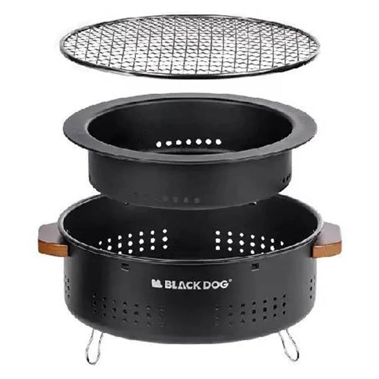 Black Dog Futan charcoal oven, unfolded with grill grate visible