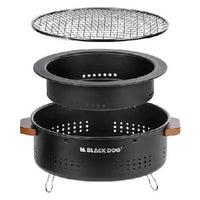 Black Dog Futan charcoal oven, unfolded with grill grate visible