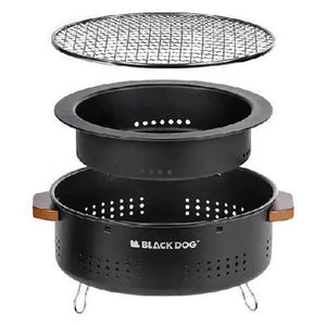 Black Dog Futan charcoal oven, unfolded with grill grate visible