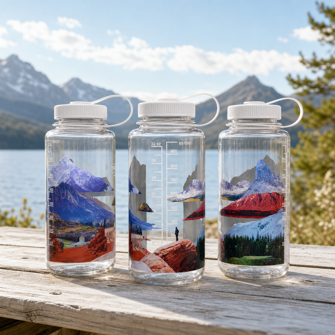 Nalgene 32oz Wide Mouth Sustain Bottle - Mixed Landscapes