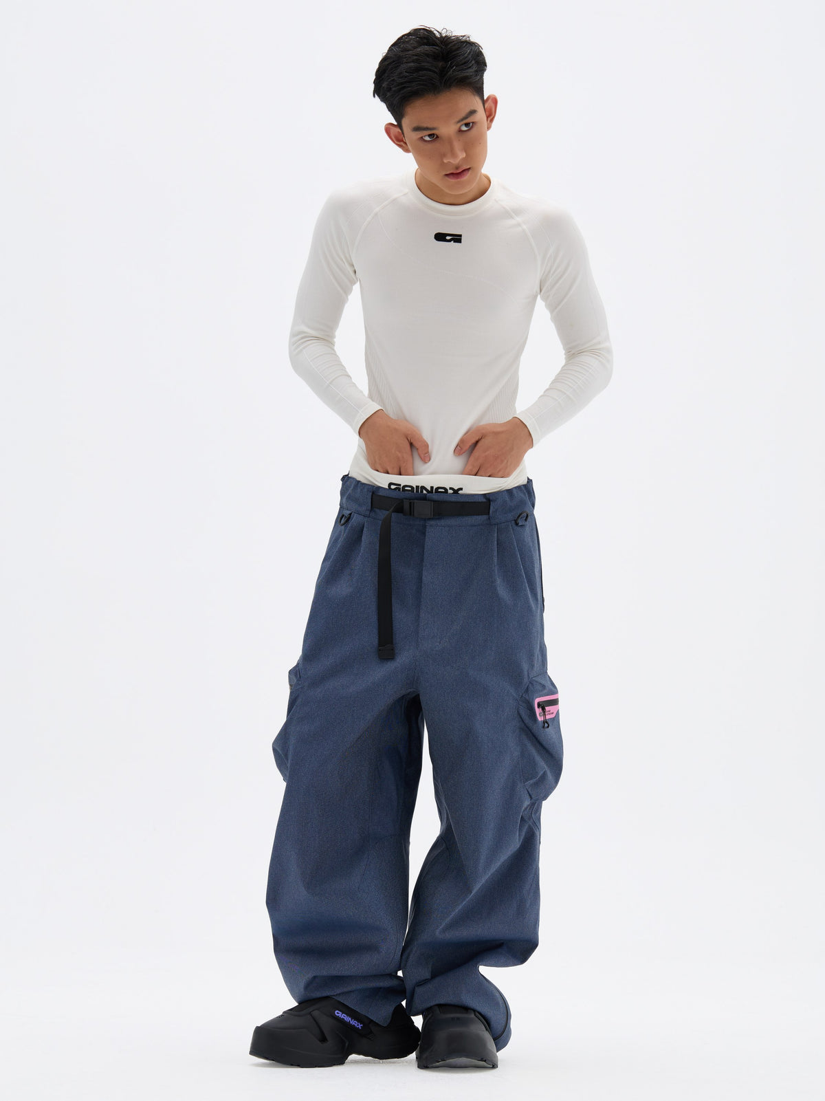 Gainax NT4 SC 3L Snow Pants — Denim Blue, on model