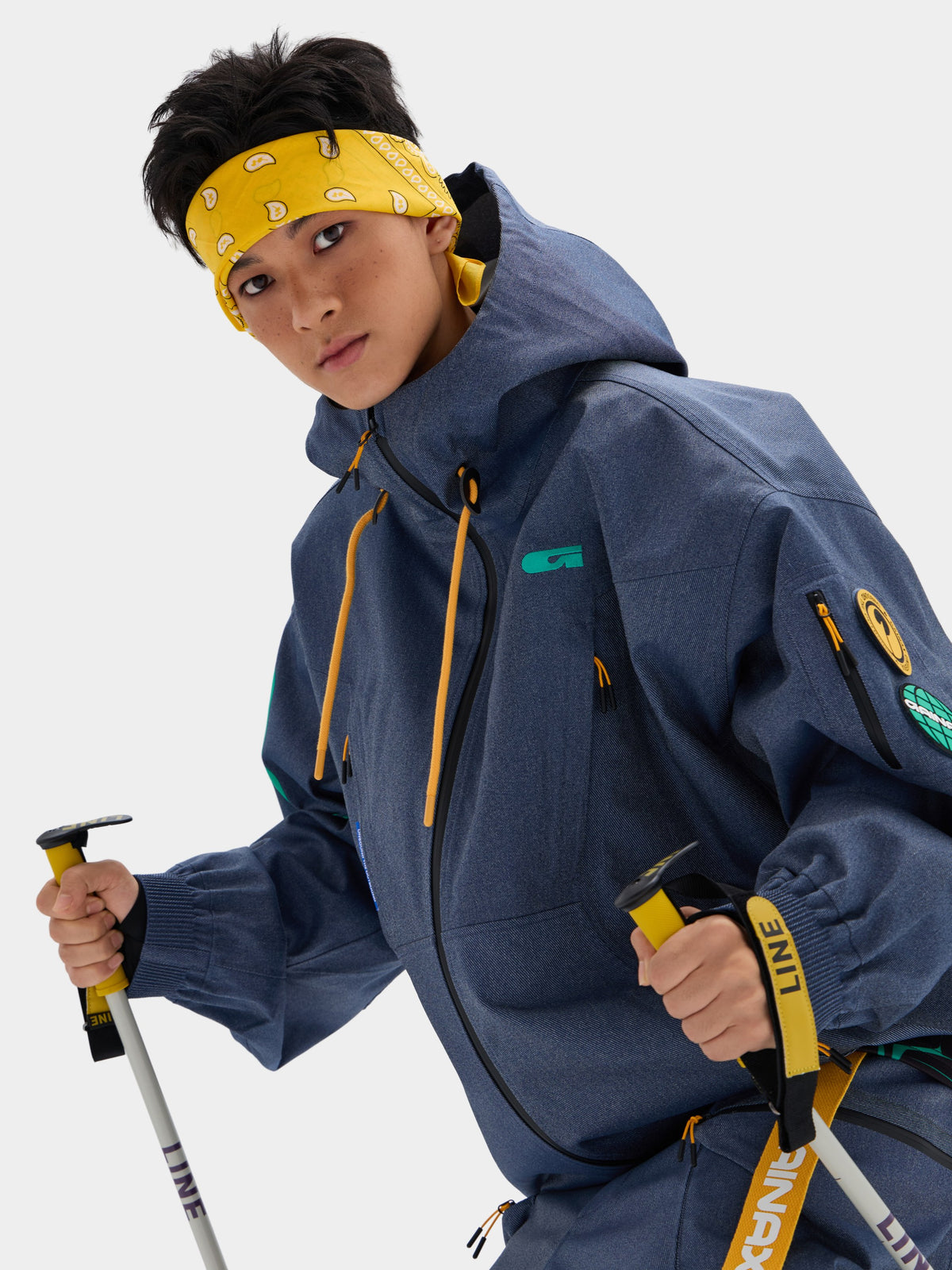 Gainax X5 3L Snow Jacket — Denim Blue, on model