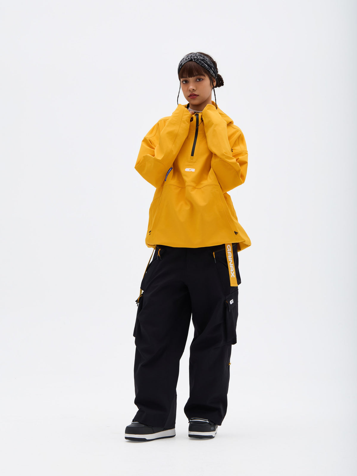 Gainax X6 3L Snow Hoodie — Apricot Yellow, on model