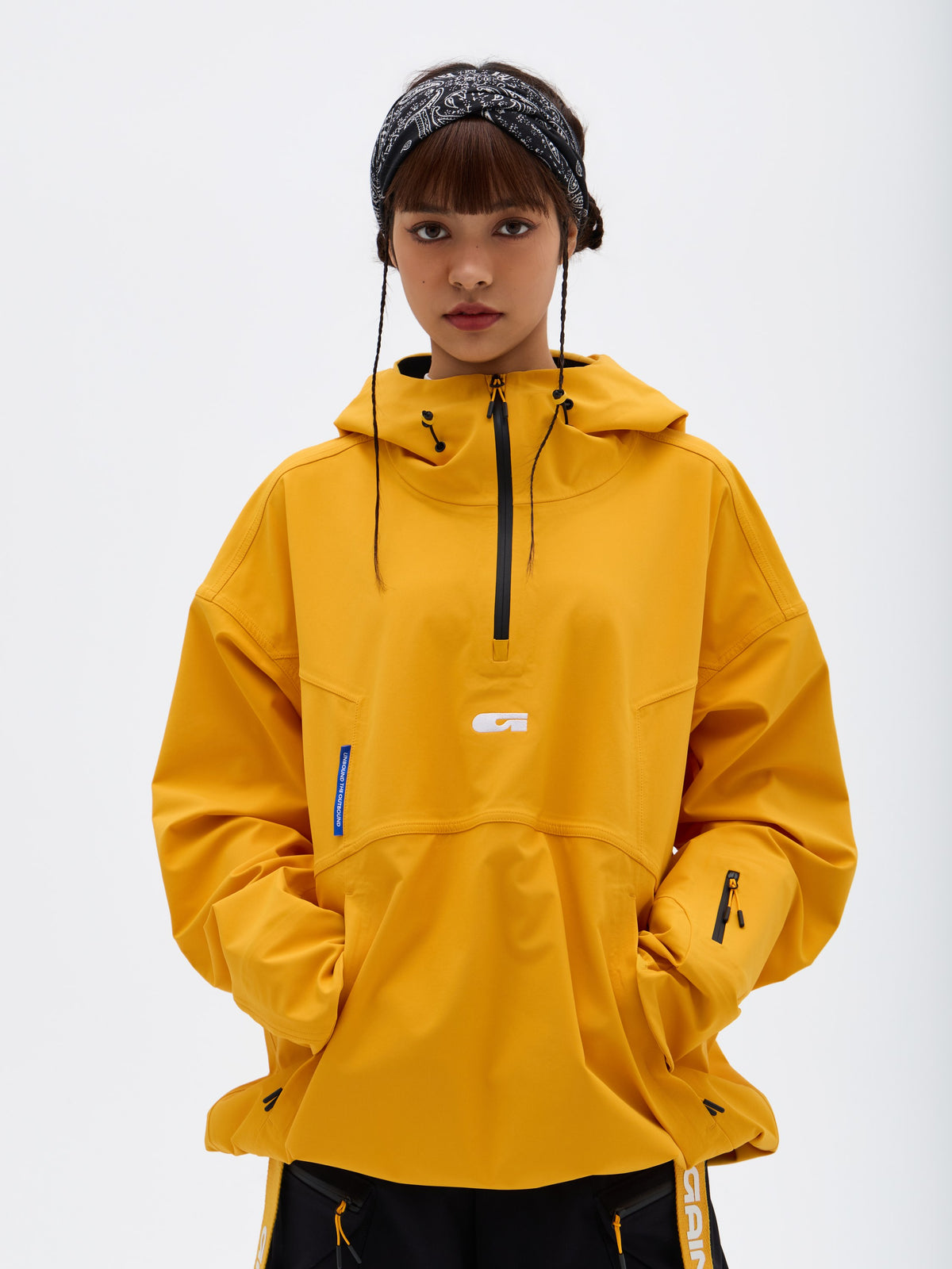 Gainax X6 3L Snow Hoodie — Apricot Yellow, on model