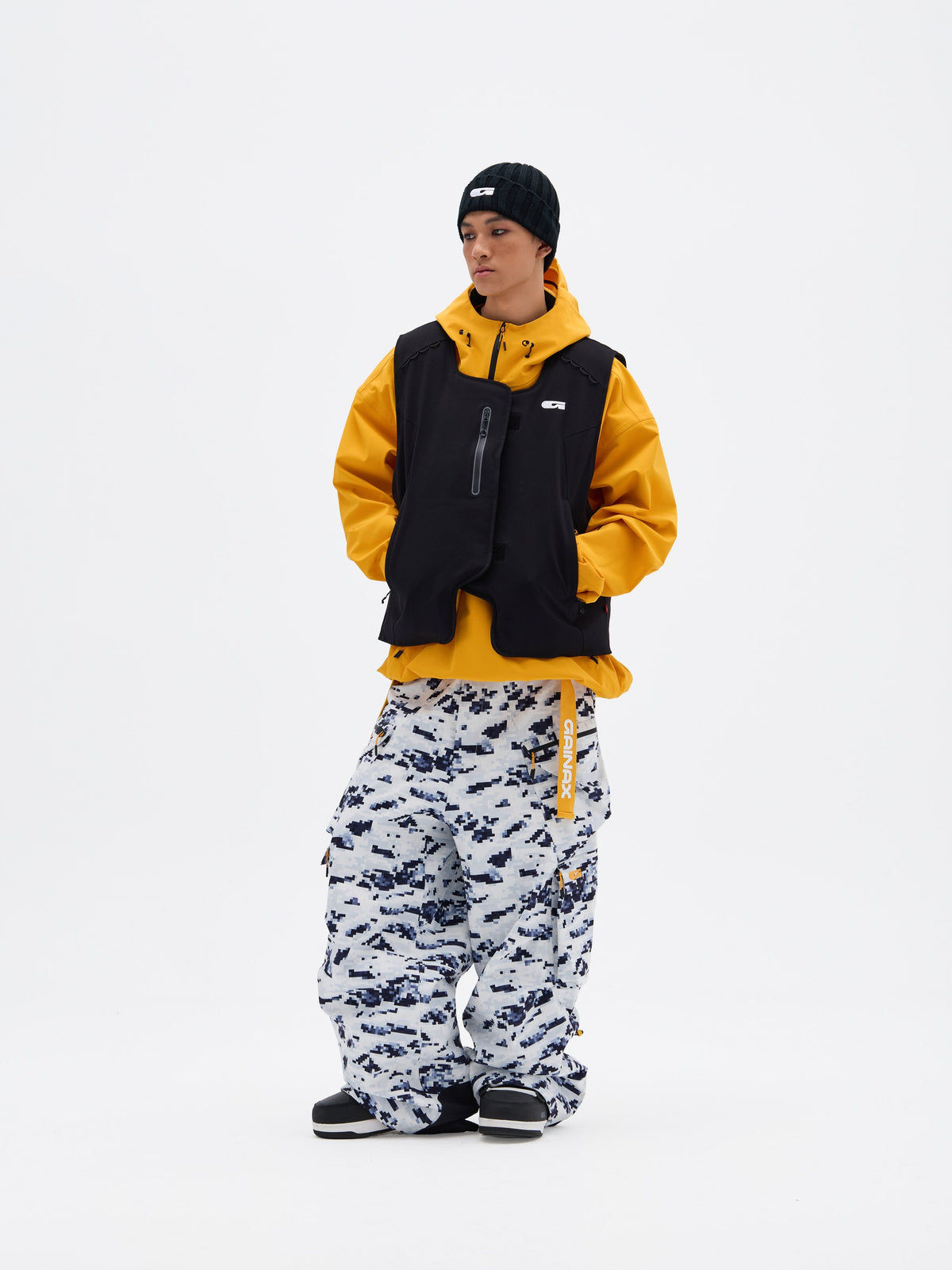 Gainax X7 3L Insulated Snow Vest — Ink Black, on model