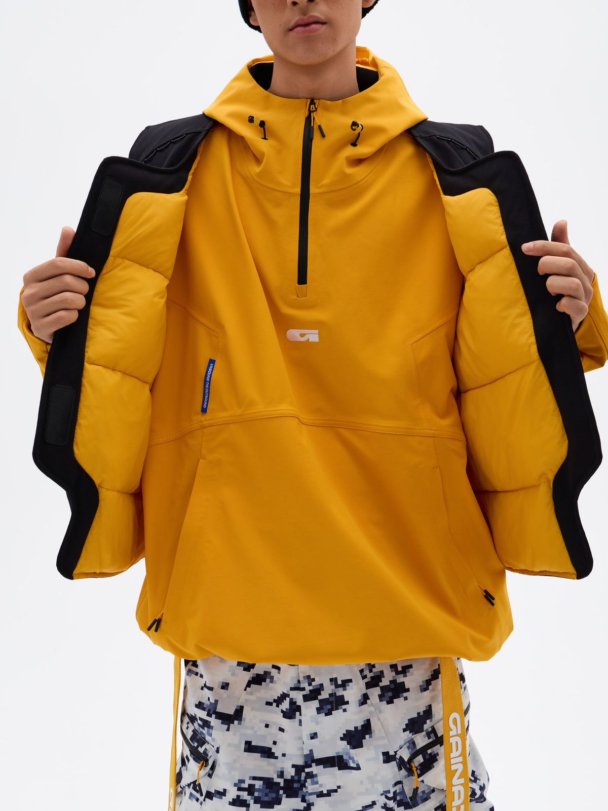 Gainax X7 3L Insulated Snow Vest — Ink Black, on model