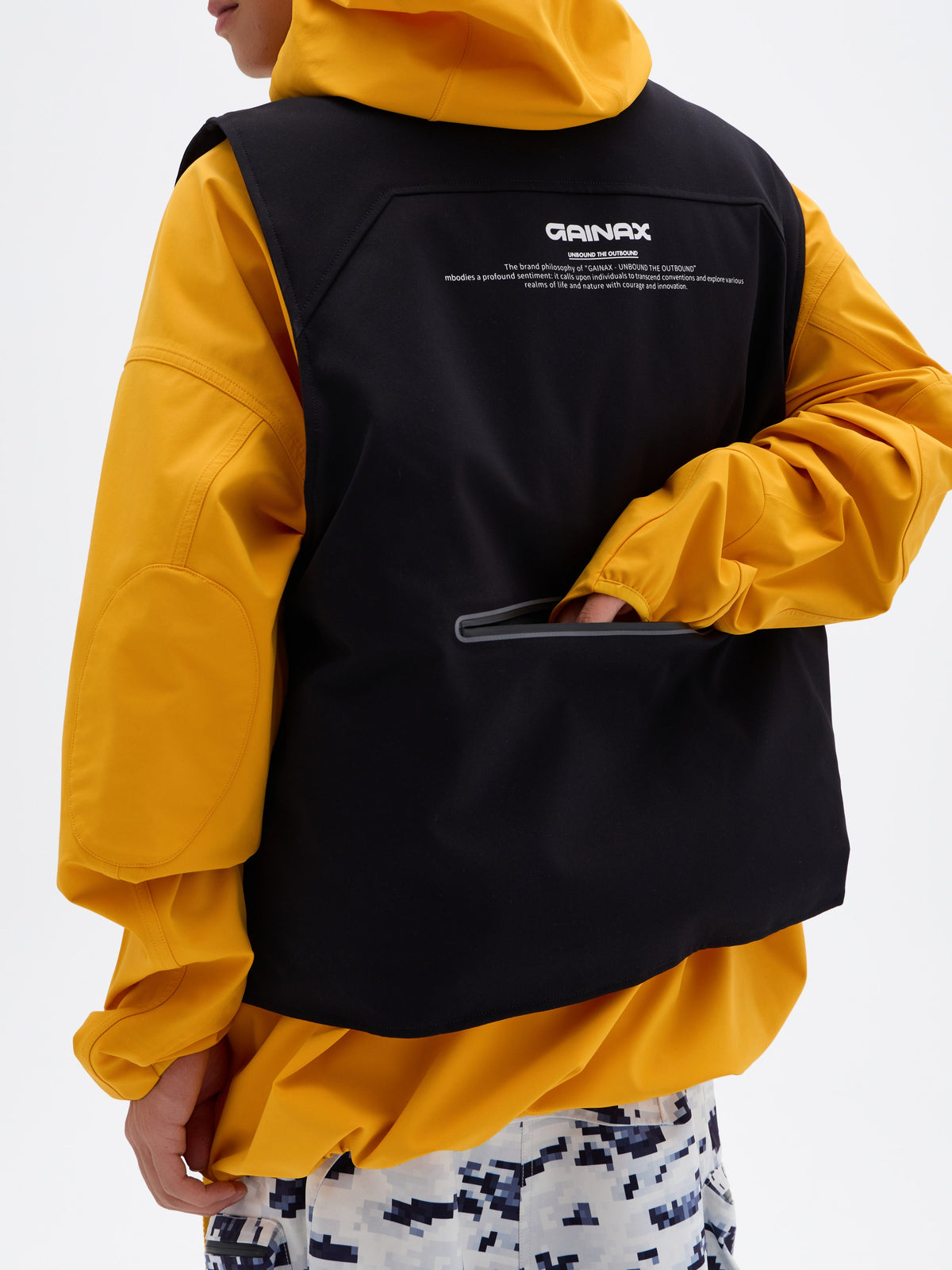 Gainax X7 3L Insulated Snow Vest — Ink Black, on model