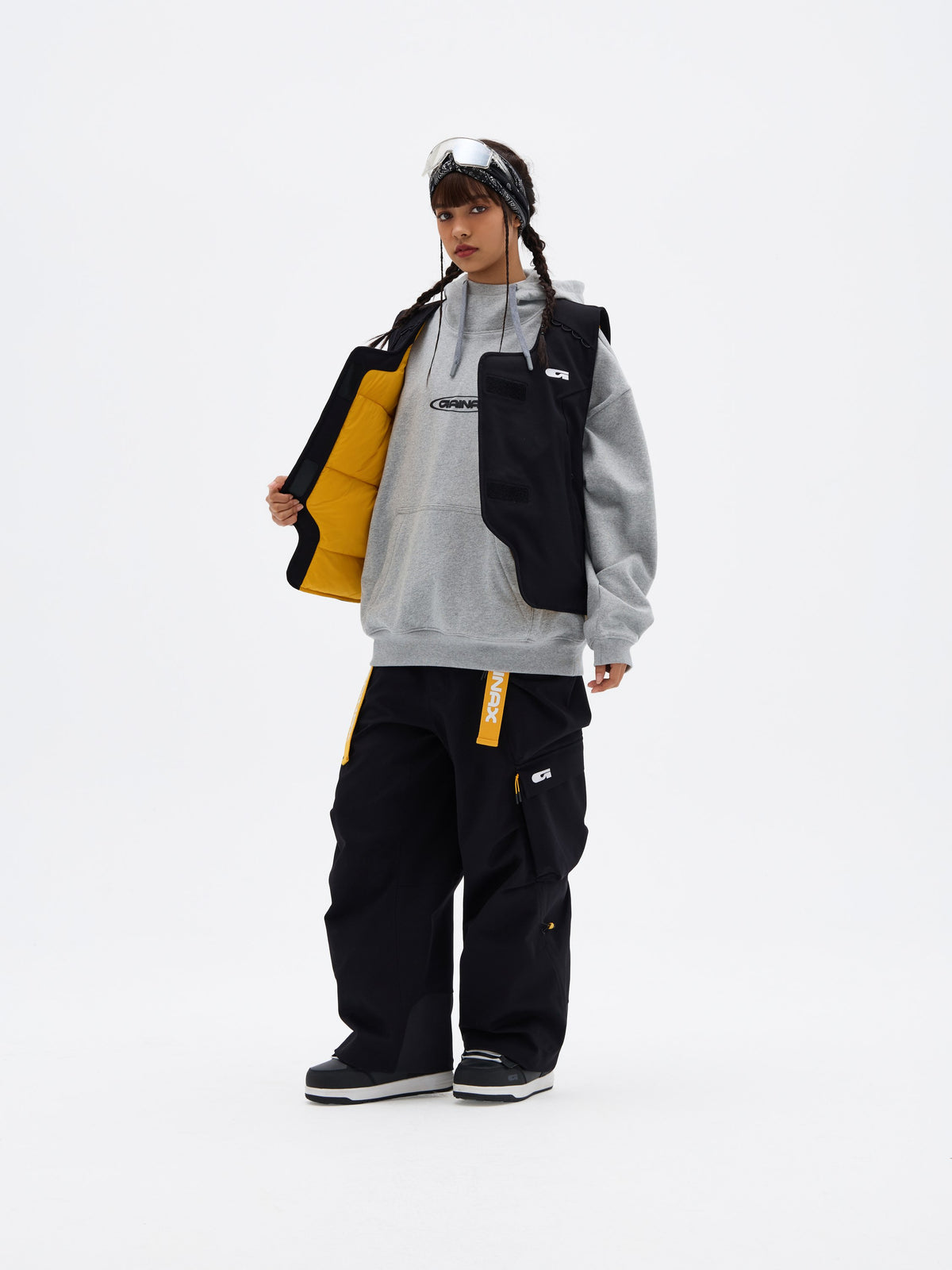 Gainax X7 3L Insulated Snow Vest — Ink Black, on model