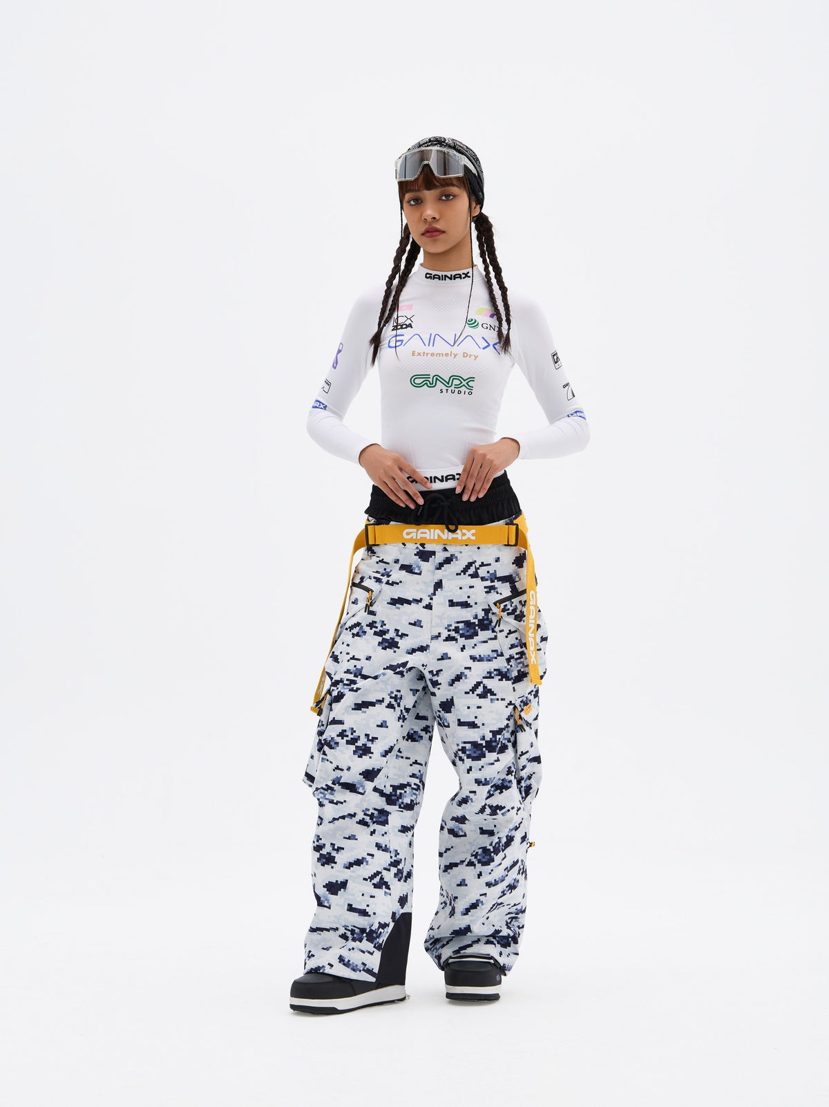 Gainax XT8 3L Snow Pants — Pixel Snow Camo, on model