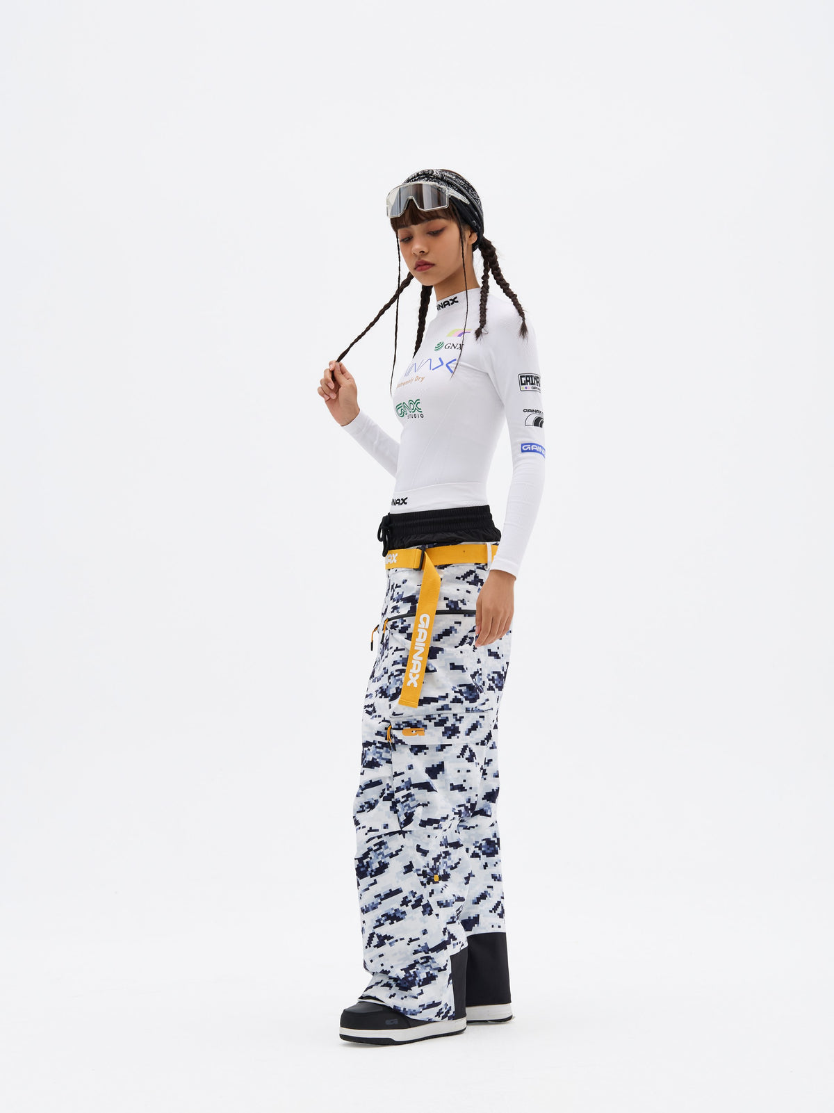 Gainax XT8 3L Snow Pants — Pixel Snow Camo, on model
