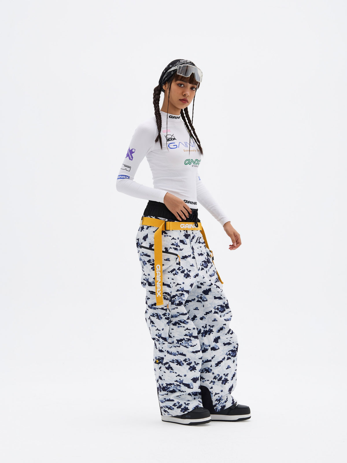 Gainax XT8 3L Snow Pants — Pixel Snow Camo, on model