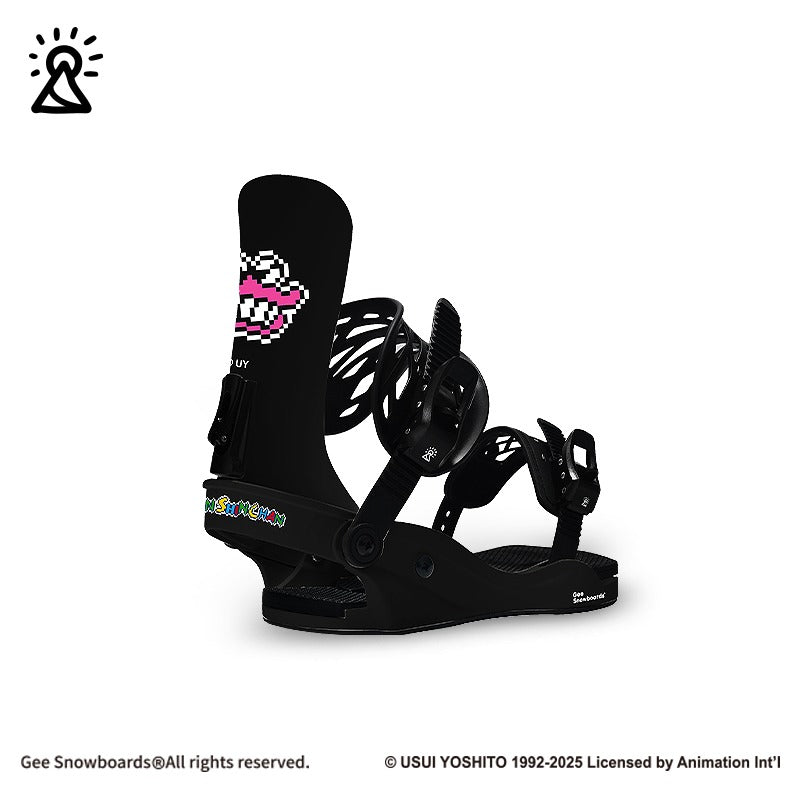 Gee Snowboards × Crayon Shin-chan Pixel Snowboard Binding - three-quarter view