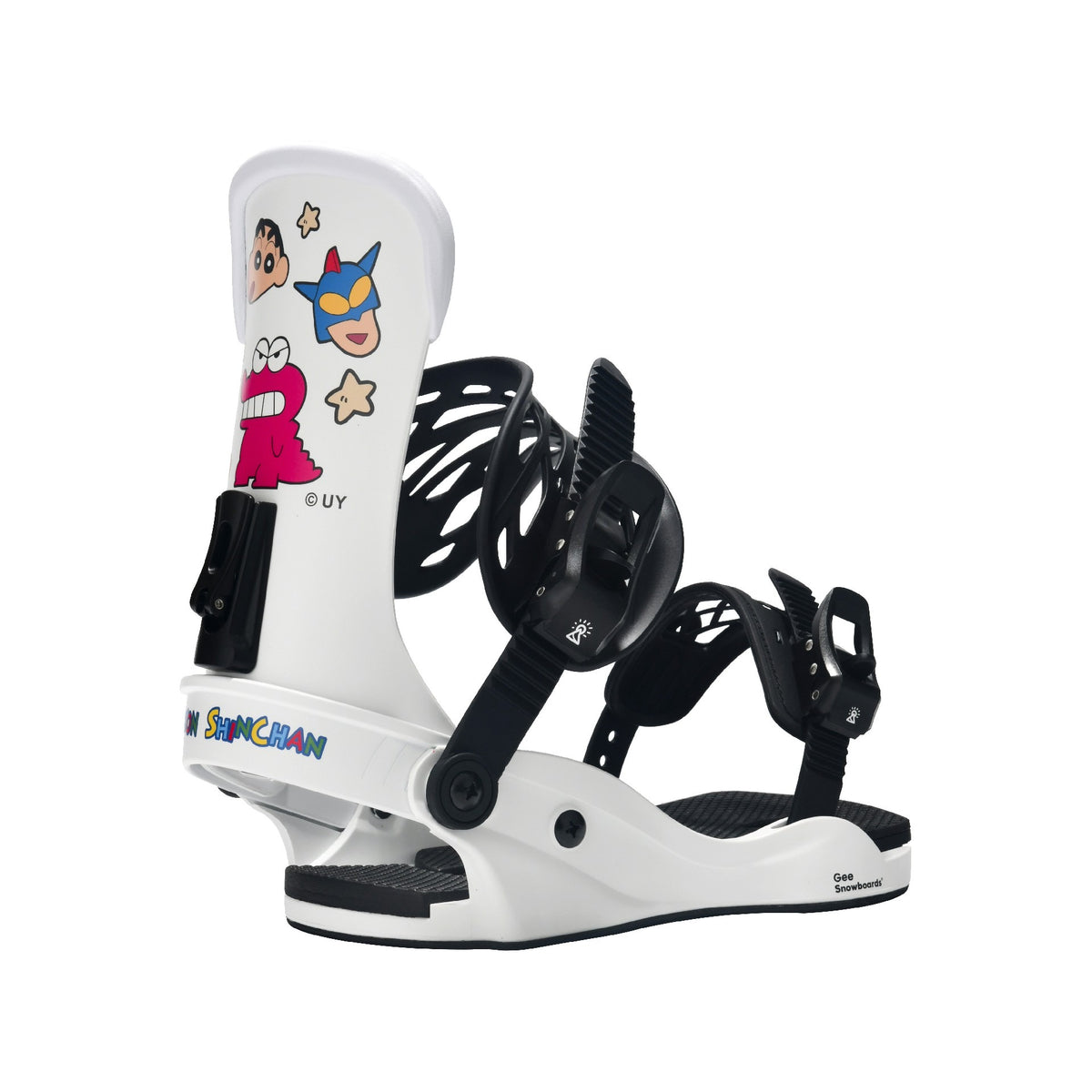 Gee Snowboards × Crayon Shin-chan Waniyama Snowboard Binding - three-quarter view