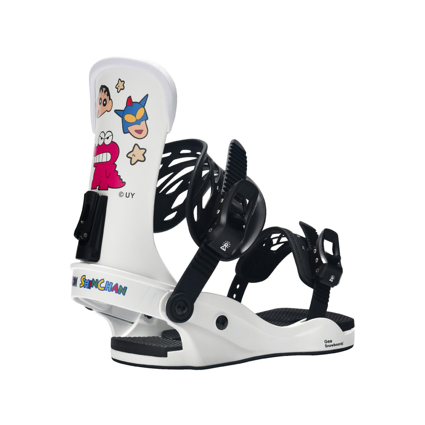 Gee Snowboards × Crayon Shin-chan Waniyama Snowboard Binding - three-quarter view
