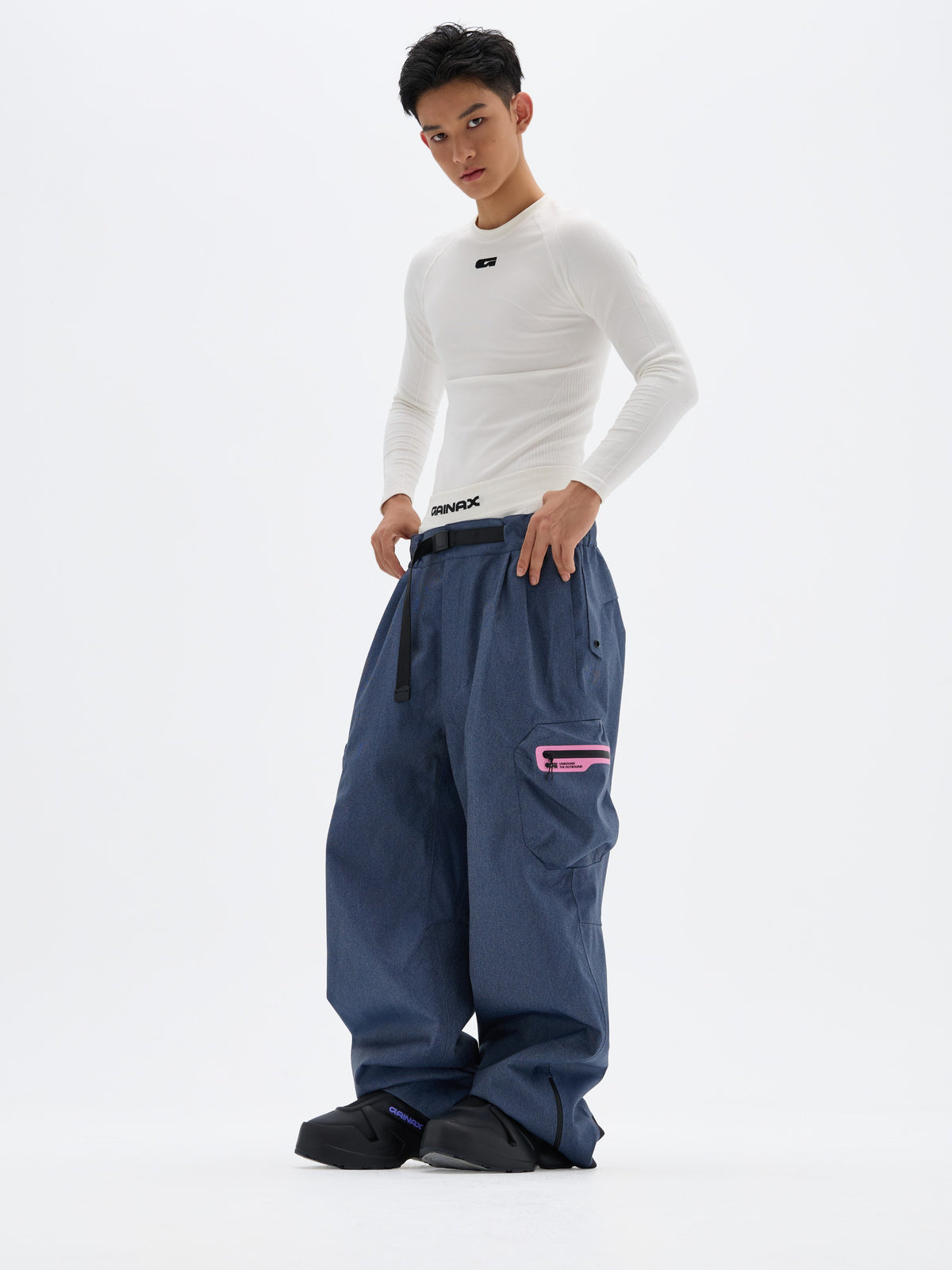 Gainax NT4 SC 3L Snow Pants — Denim Blue, on model