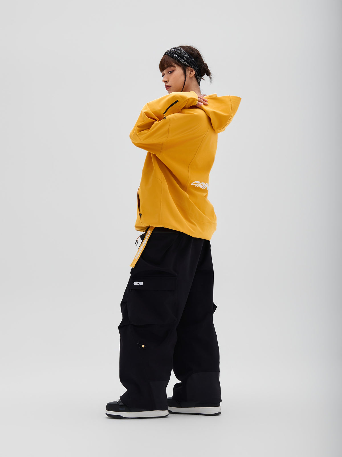 Gainax X6 3L Snow Hoodie — Apricot Yellow, on model