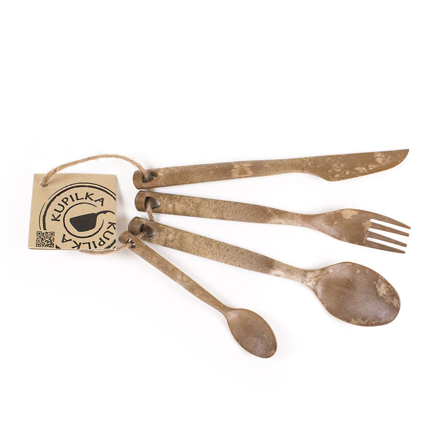 Kupilka Cutlery Set 4-Piece (Fork, Knife, Spoon, Teaspoon) – Brown