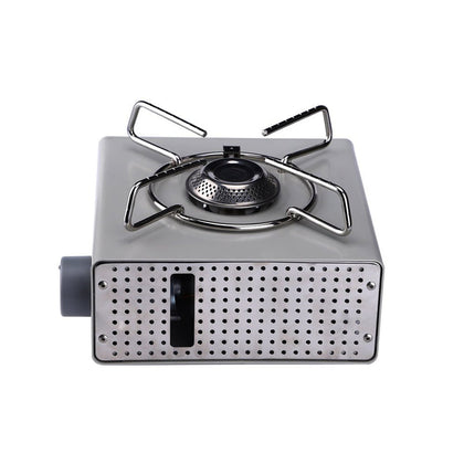 A compact Fire Maple butane gas stove with a stainless steel pot stand and a gold aluminum alloy body.