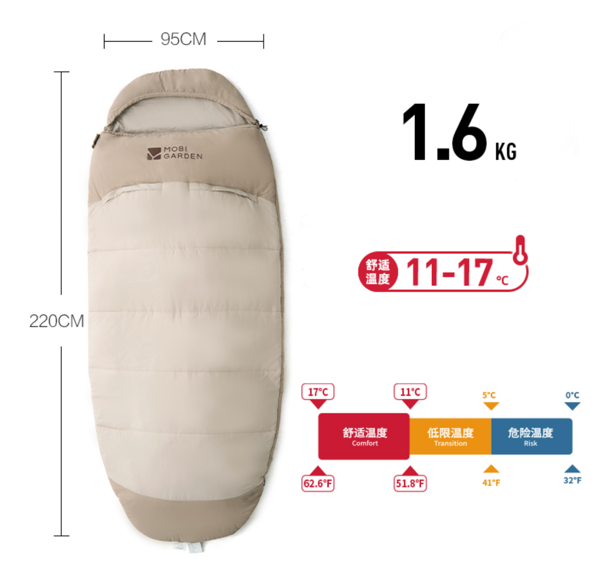 Mobi Garden Antibacterial 1.6Kg  Sleeping Bag