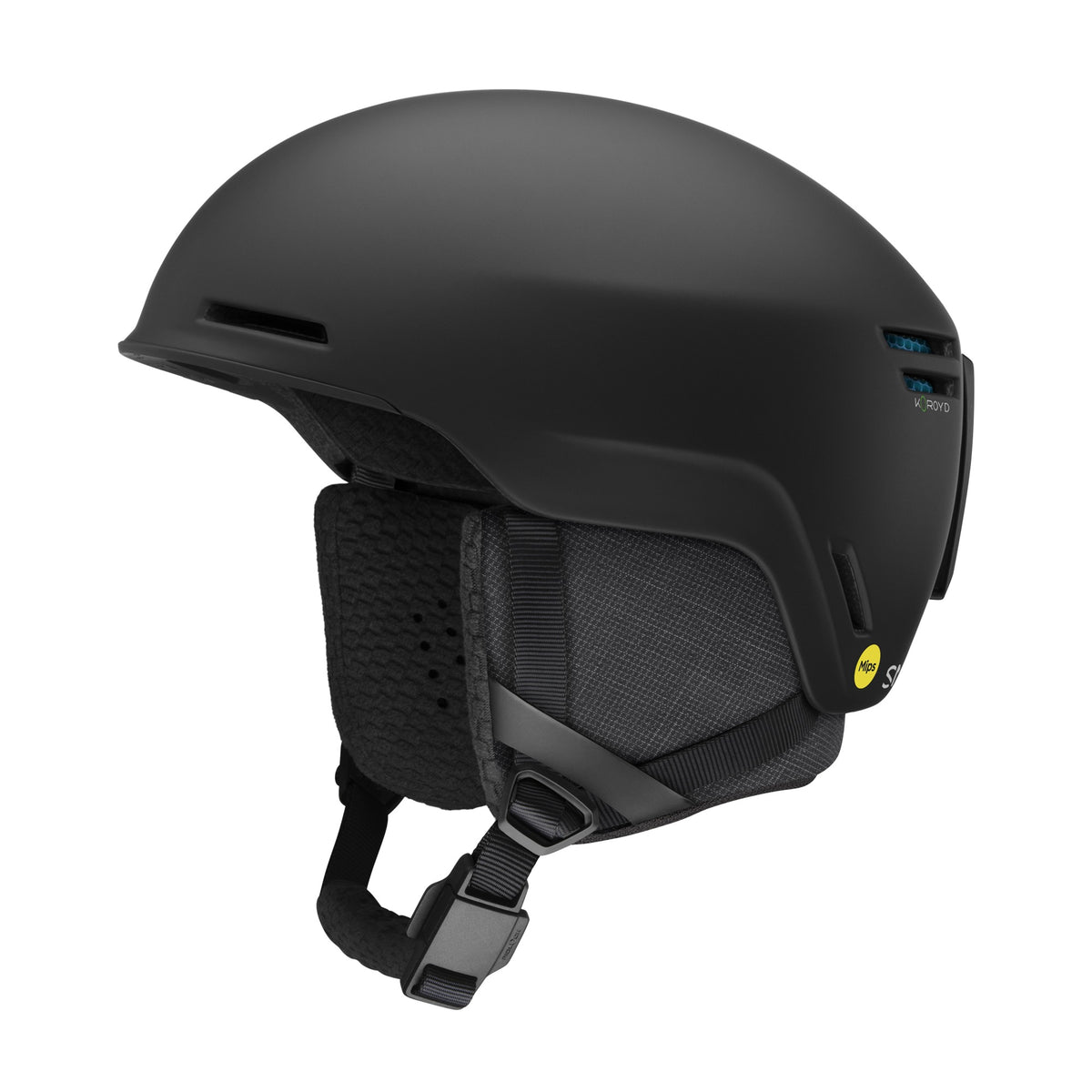 Smith Method Pro MIPS Round Contour Fit Ski & Snowboard Helmet in Matte Black — 3q (official Smith product image)