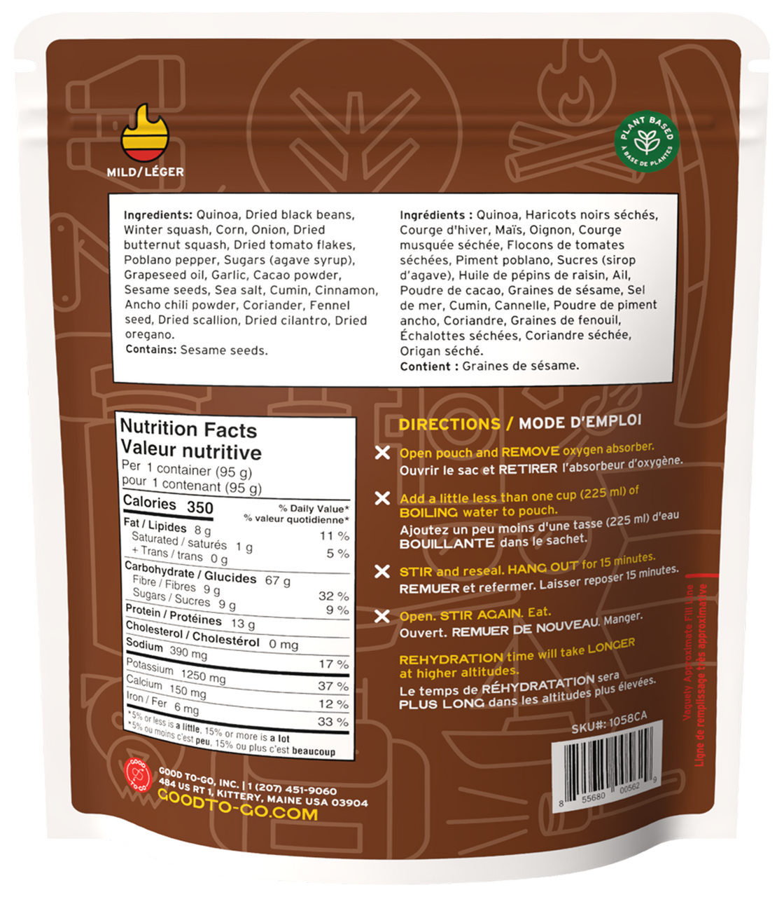 Good To-Go Mexican Quinoa Bowl nutrition facts