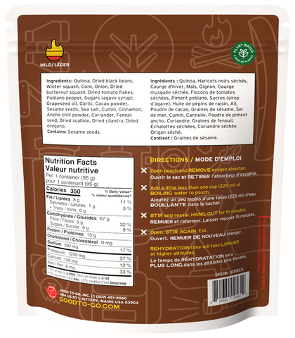 Good To-Go Mexican Quinoa Bowl nutrition facts