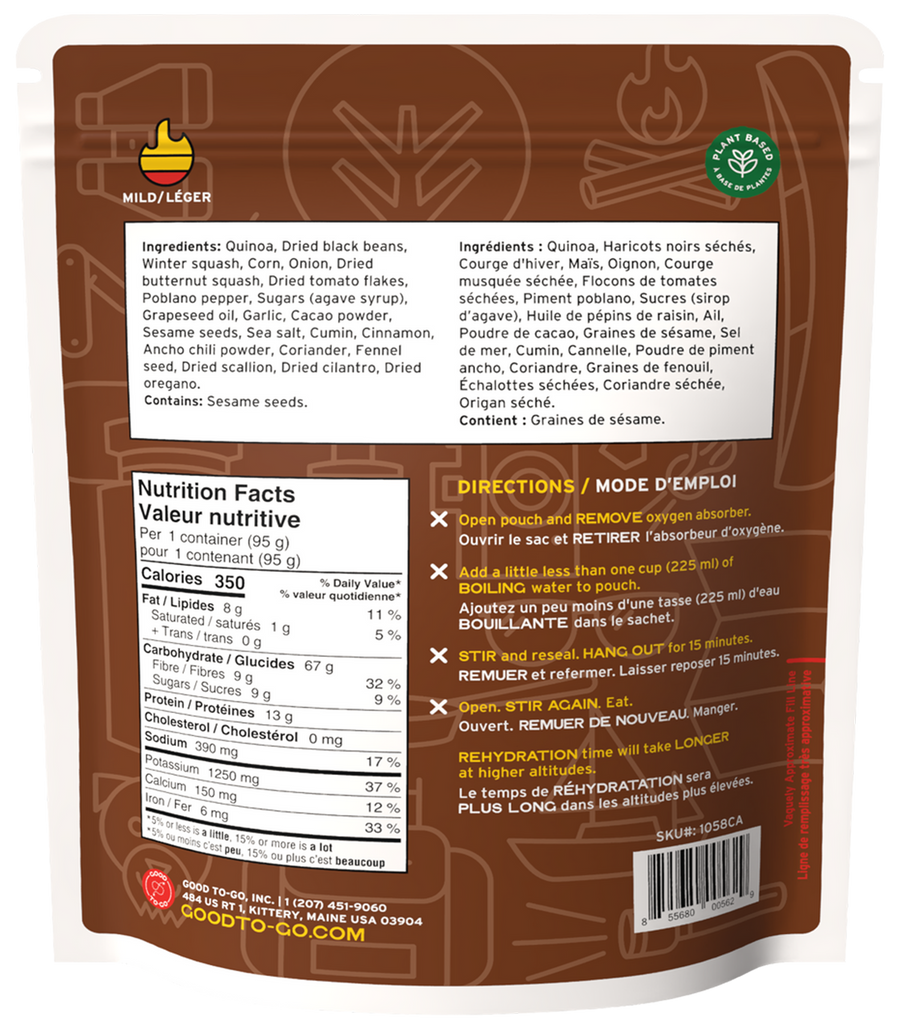 Good To-Go Mexican Quinoa Bowl nutrition facts