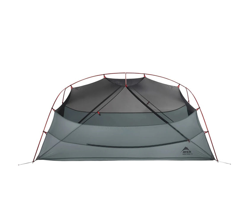 Green camping tent on a white background