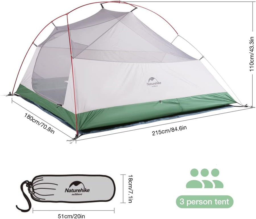 Naturehike Cloud Up™ Base 3-Person Ultralight Backpacking Tent (2026)