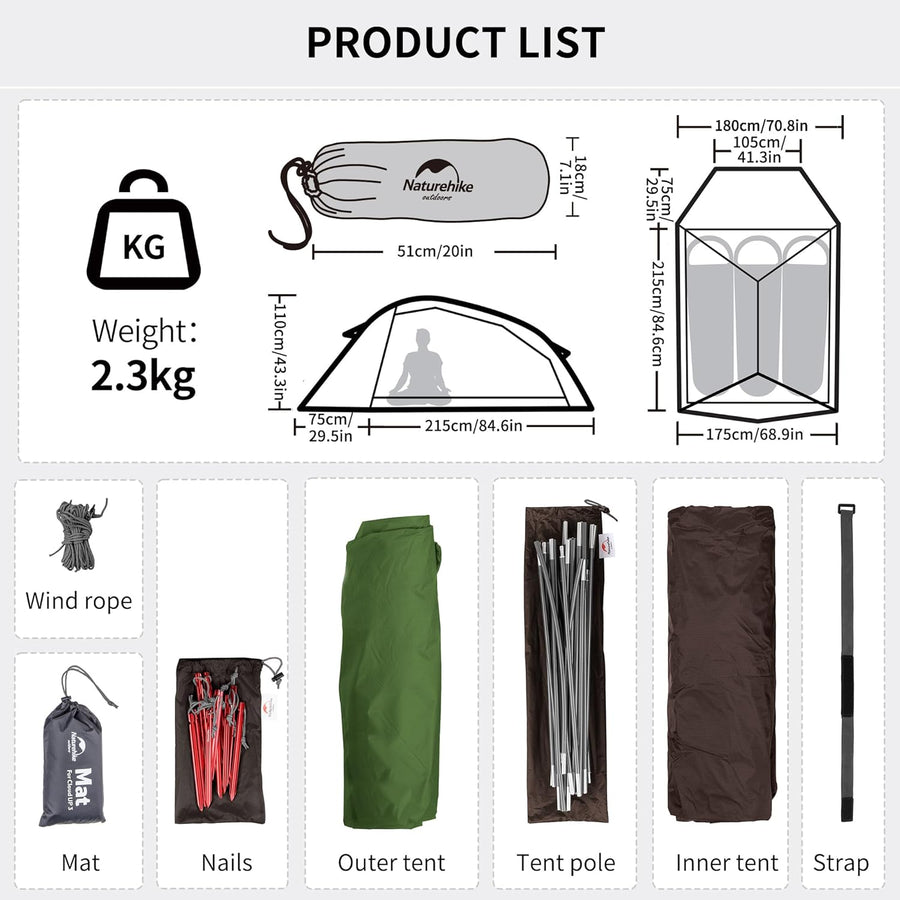 Naturehike Cloud Up™ Base 3-Person Ultralight Backpacking Tent (2026)
